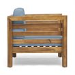 Afuera Living Outdoor Acacia Wood Club Chair in Teak and Blue