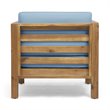 Afuera Living Outdoor Acacia Wood Club Chair in Teak and Blue