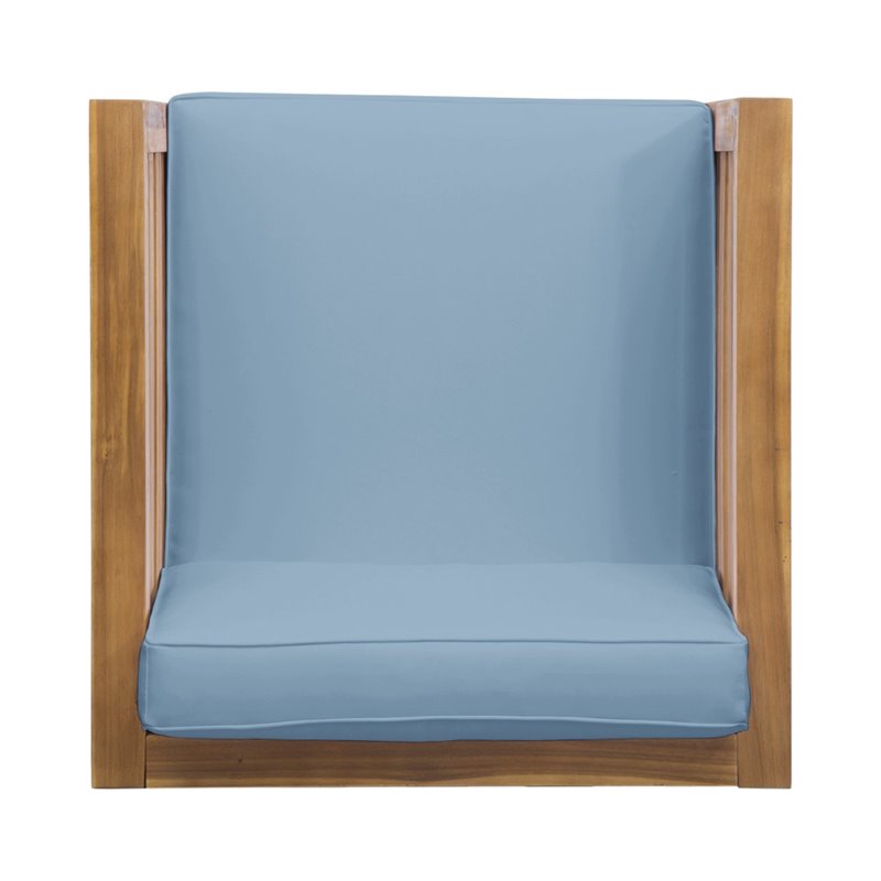 Afuera Living Outdoor Acacia Wood Club Chair in Teak and Blue