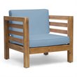 Afuera Living Outdoor Acacia Wood Club Chair in Teak and Blue