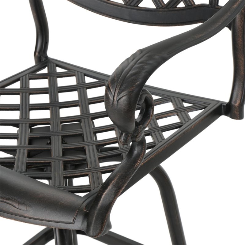 Afuera Living Outdoor 5 Piece Cast Aluminum Bar Set in Shiny Copper