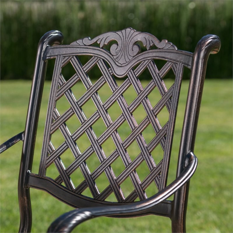 Afuera Living Outdoor 5 Piece Cast Aluminum Bar Set in Shiny Copper