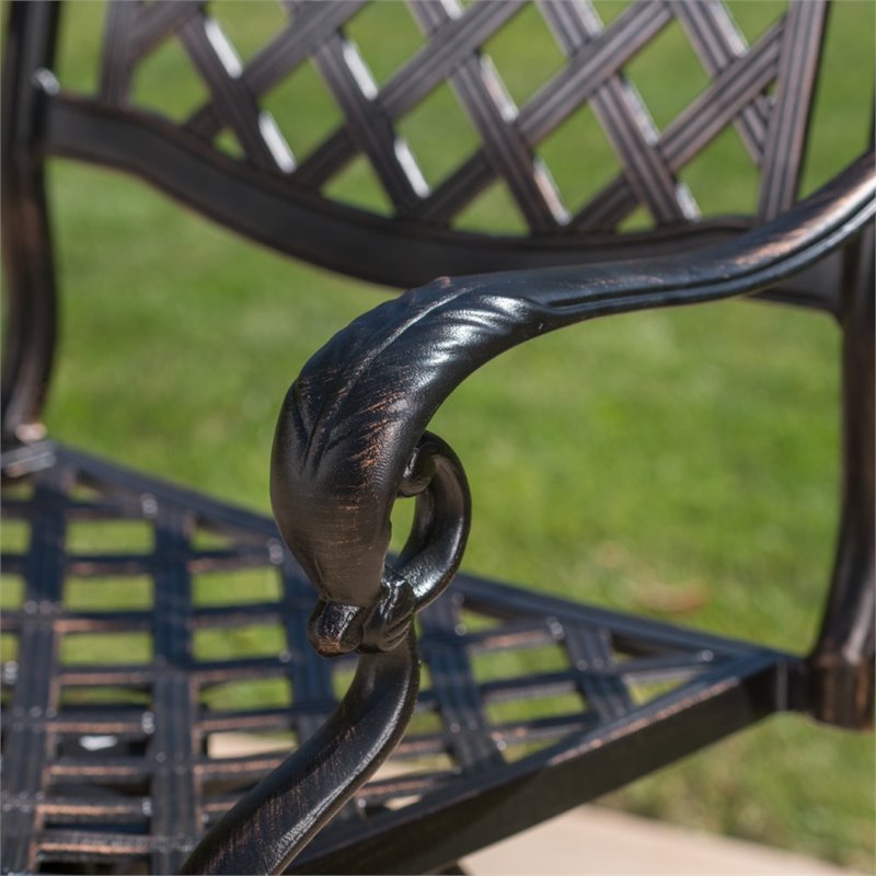 Afuera Living Outdoor 5 Piece Cast Aluminum Bar Set in Shiny Copper