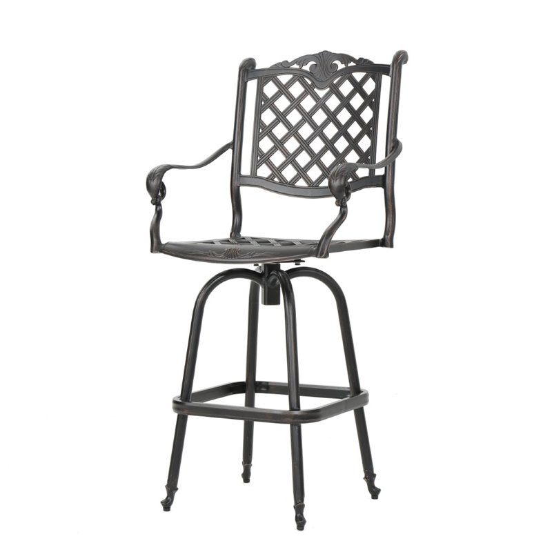 Afuera Living Outdoor 5 Piece Cast Aluminum Bar Set in Shiny Copper