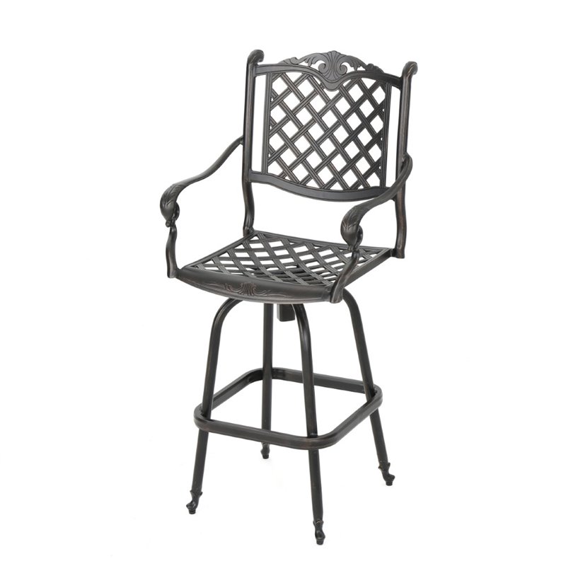 Afuera Living Outdoor 5 Piece Cast Aluminum Bar Set in Shiny Copper