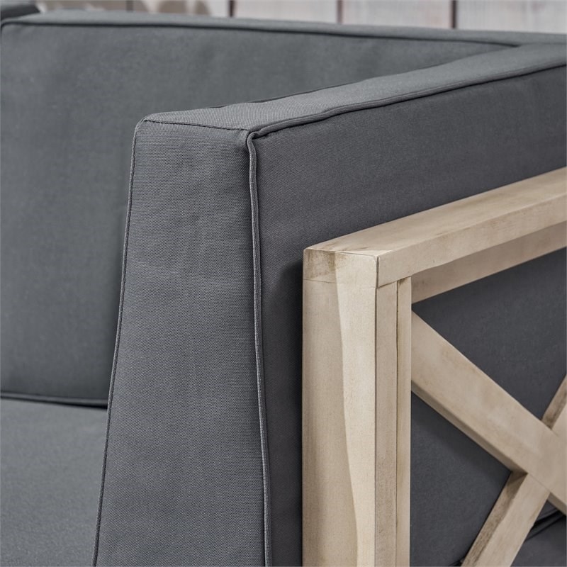 Afuera Living Outdoor Modular Wood Sofa with Cushions Weathered/Dark Gray