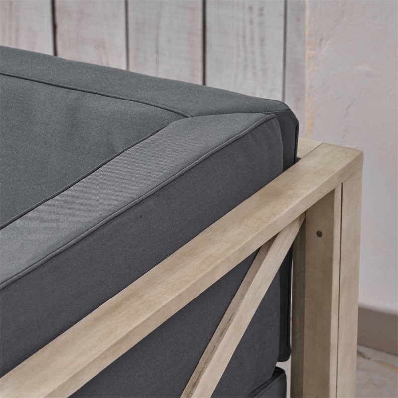 Afuera Living Outdoor Modular Wood Sofa with Cushions Weathered/Dark Gray