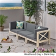 Afuera Living Outdoor Modular Wood Sofa with Cushions Weathered/Dark Gray