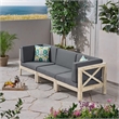 Afuera Living Outdoor Modular Wood Sofa with Cushions Weathered/Dark Gray