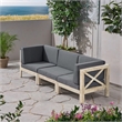 Afuera Living Outdoor Modular Wood Sofa with Cushions Weathered/Dark Gray
