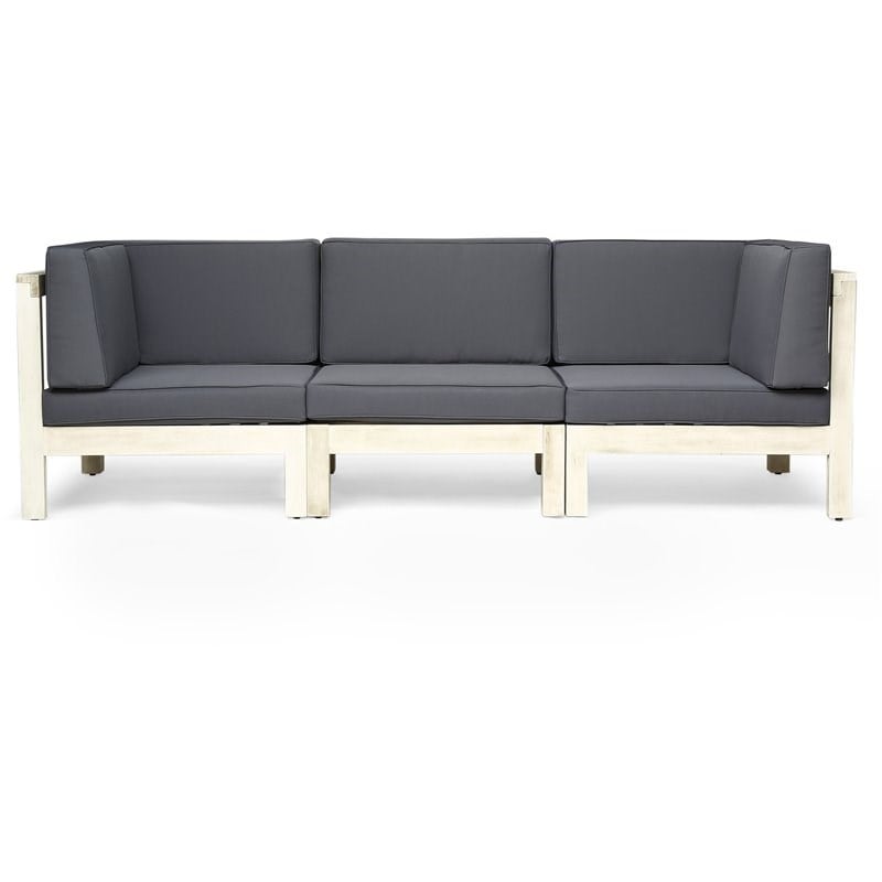 Afuera Living Outdoor Modular Wood Sofa with Cushions Weathered/Dark Gray