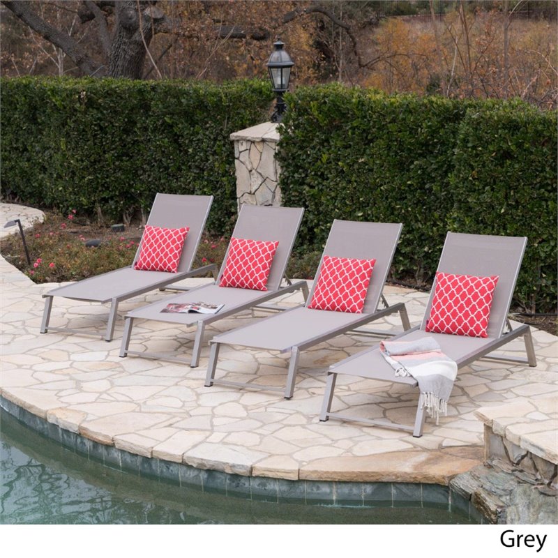 Afuera Living Outdoor Aluminum Chaise Lounge in Gray (Set of 4)