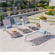Afuera Living Outdoor Aluminum Chaise Lounge in Gray (Set of 4)