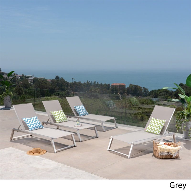 Afuera Living Outdoor Aluminum Chaise Lounge in Gray (Set of 4)