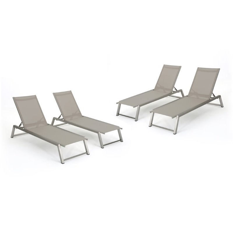 Afuera Living Outdoor Aluminum Chaise Lounge in Gray (Set of 4)