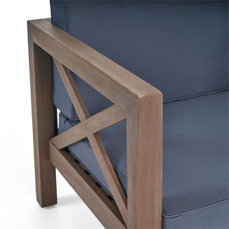 Afuera Living Outdoor Acacia Wood Club Chair in Dark Gray (Set of 2)
