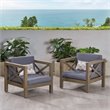 Afuera Living Outdoor Acacia Wood Club Chair in Dark Gray (Set of 2)