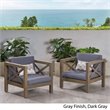 Afuera Living Outdoor Acacia Wood Club Chair in Dark Gray (Set of 2)