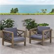 Afuera Living Outdoor Acacia Wood Club Chair in Dark Gray (Set of 2)