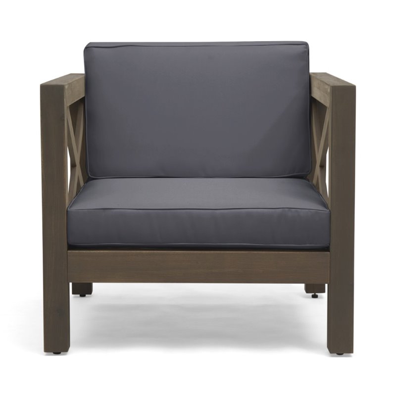 Afuera Living Outdoor Acacia Wood Club Chair in Dark Gray (Set of 2)