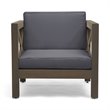 Afuera Living Outdoor Acacia Wood Club Chair in Dark Gray (Set of 2)