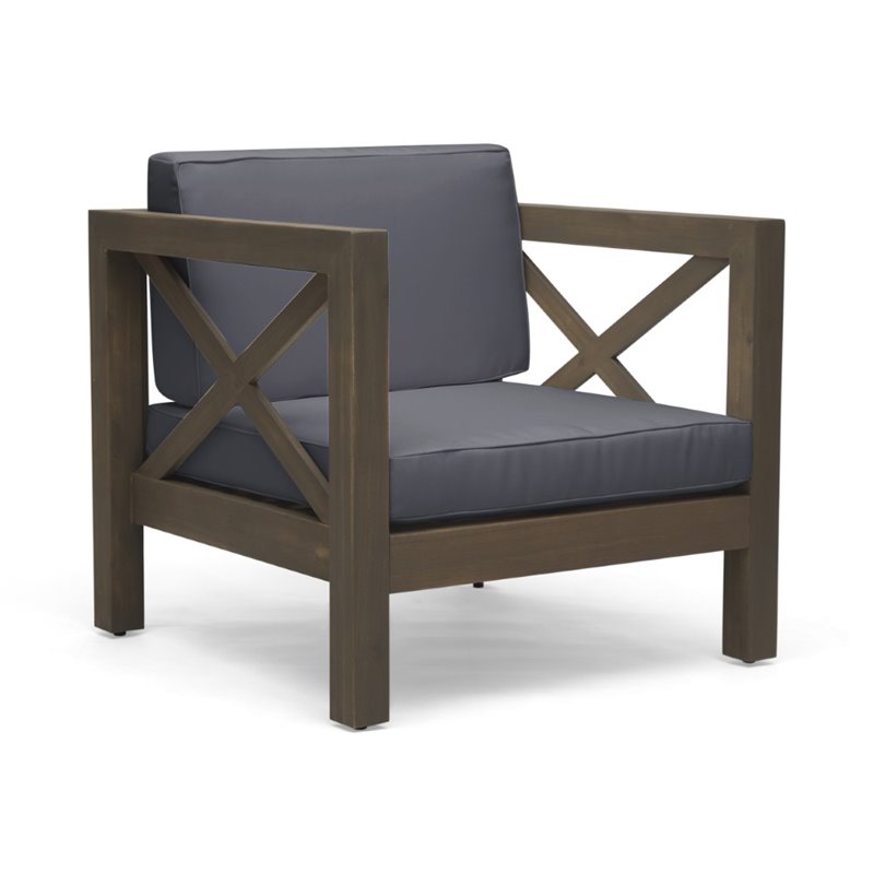 Afuera Living Outdoor Acacia Wood Club Chair in Dark Gray (Set of 2)