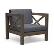 Afuera Living Outdoor Acacia Wood Club Chair in Dark Gray (Set of 2)