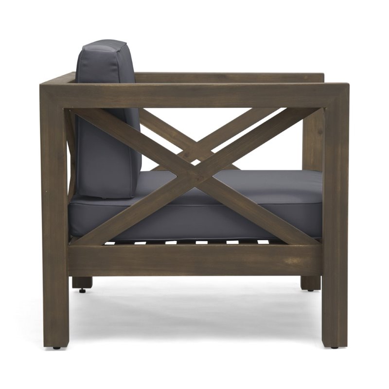 Afuera Living Outdoor Acacia Wood Club Chair in Dark Gray (Set of 2)