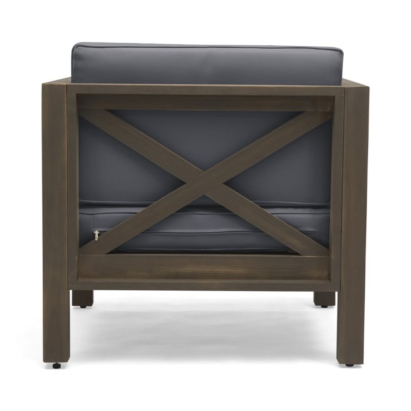 Afuera Living Outdoor Acacia Wood Club Chair in Dark Gray (Set of 2)