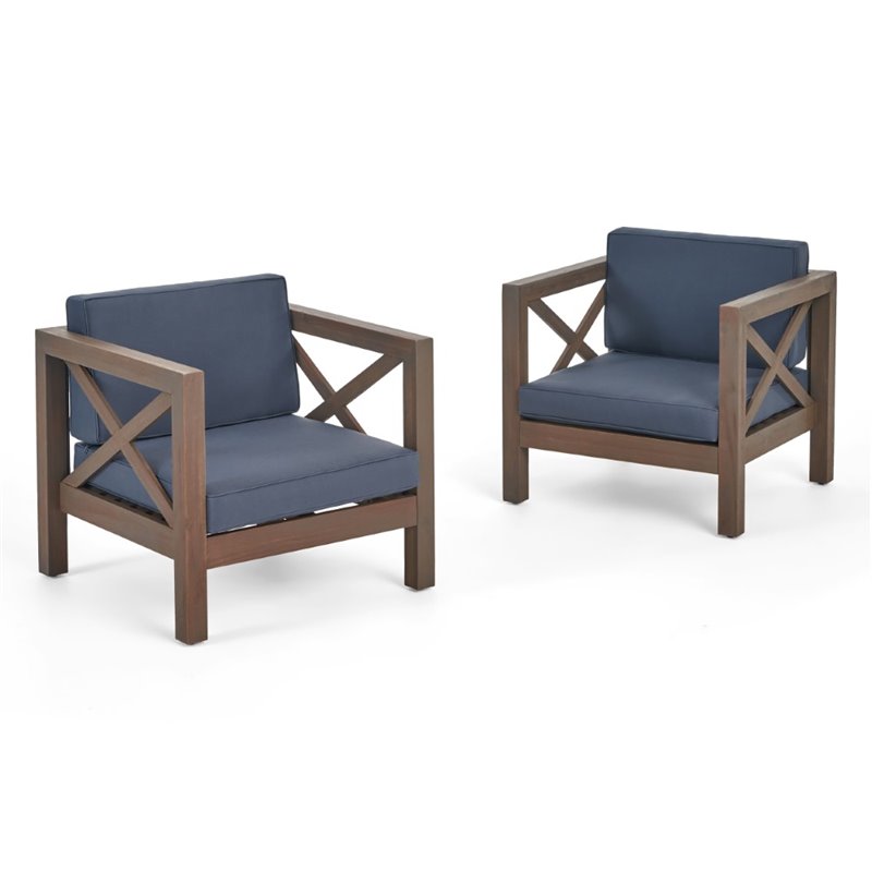 Afuera Living Outdoor Acacia Wood Club Chair in Dark Gray (Set of 2)