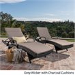 Afuera Living Outdoor Wicker Arm Chaise Lounge in Charcoal (Set of 2)
