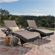 Afuera Living Outdoor Wicker Arm Chaise Lounge in Charcoal (Set of 2)