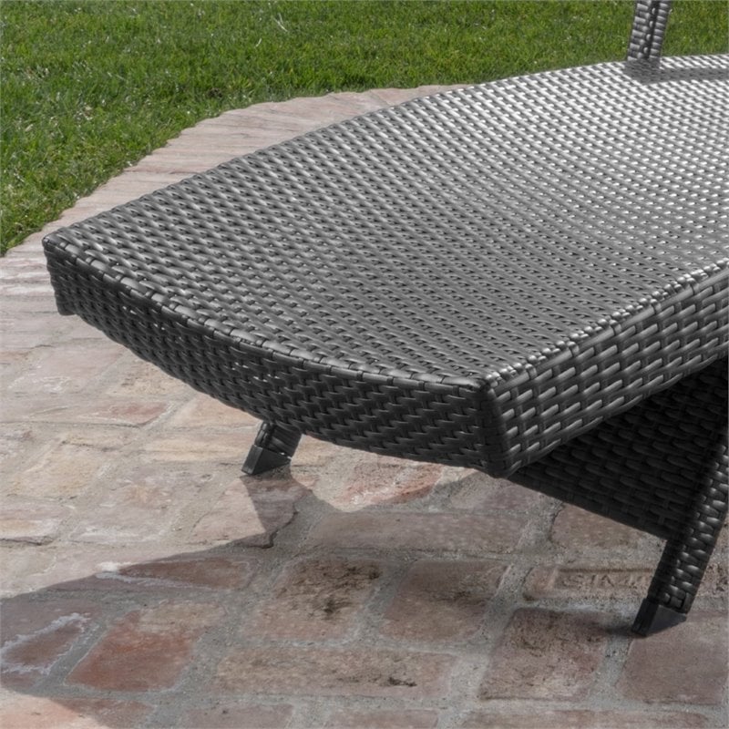 Afuera Living Outdoor Wicker Arm Chaise Lounge in Charcoal (Set of 2)