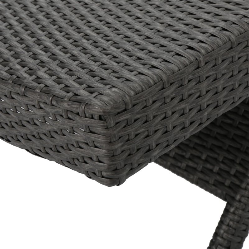 Afuera Living Outdoor Wicker Arm Chaise Lounge in Charcoal (Set of 2)