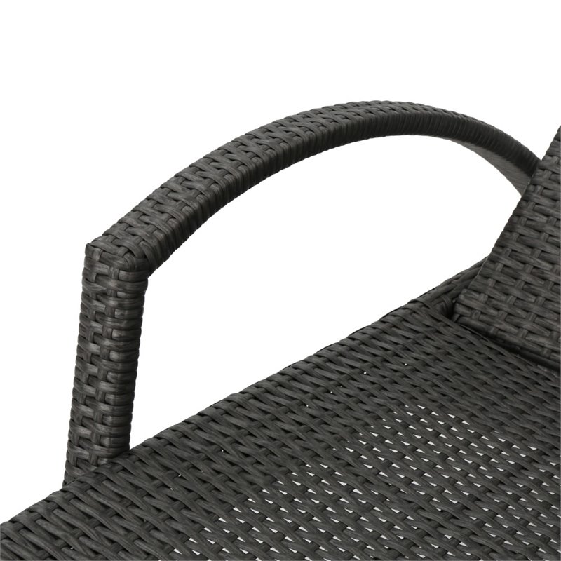Afuera Living Outdoor Wicker Arm Chaise Lounge in Charcoal (Set of 2)