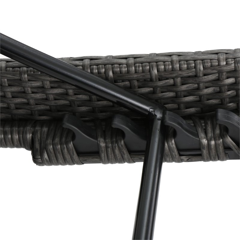 Afuera Living Outdoor Wicker Arm Chaise Lounge in Charcoal (Set of 2)