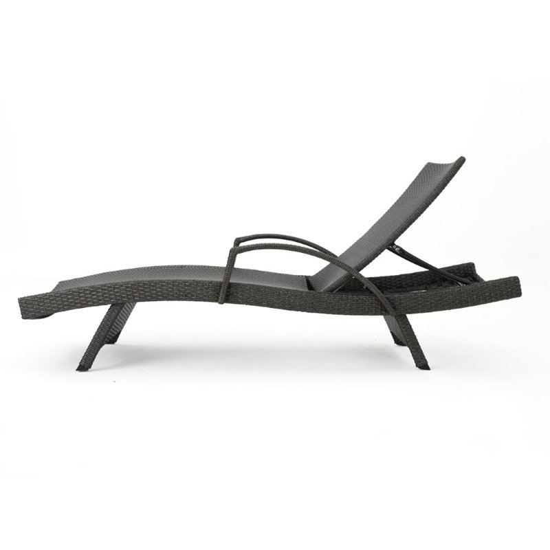 Afuera Living Outdoor Wicker Arm Chaise Lounge in Charcoal (Set of 2)
