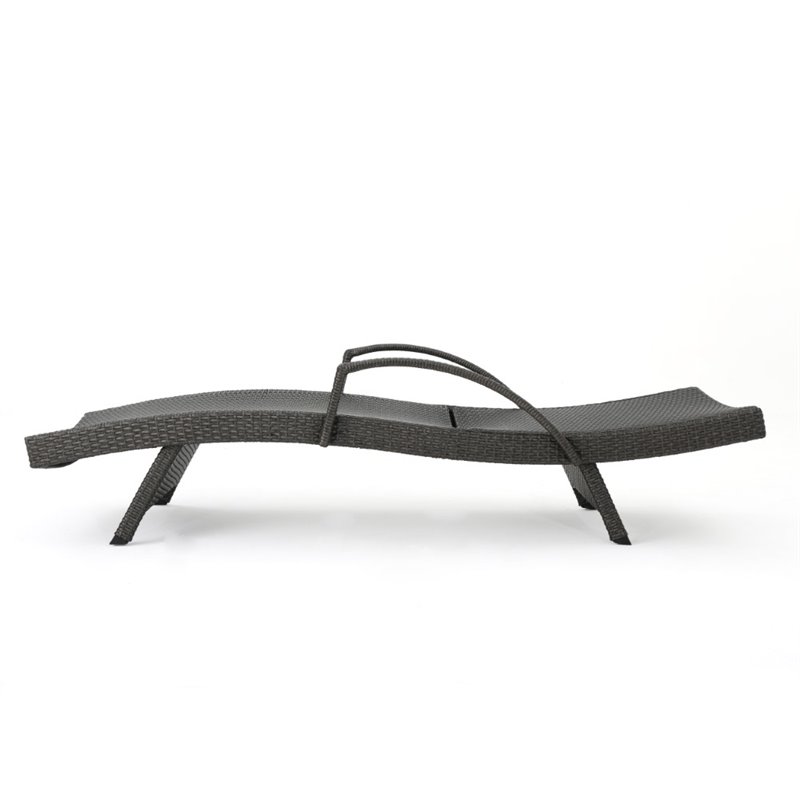Afuera Living Outdoor Wicker Arm Chaise Lounge in Charcoal (Set of 2)