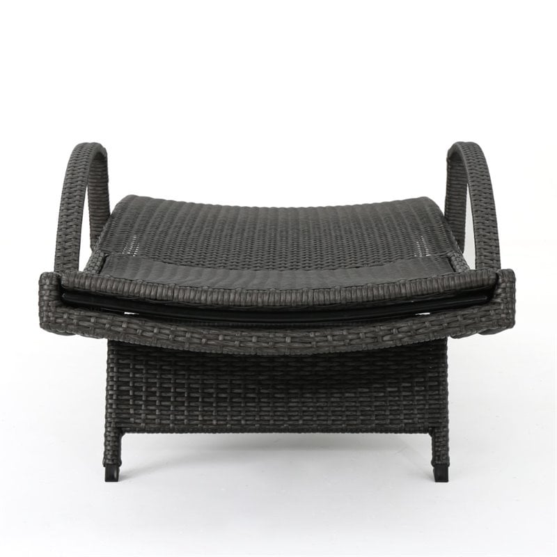 Afuera Living Outdoor Wicker Arm Chaise Lounge in Charcoal (Set of 2)