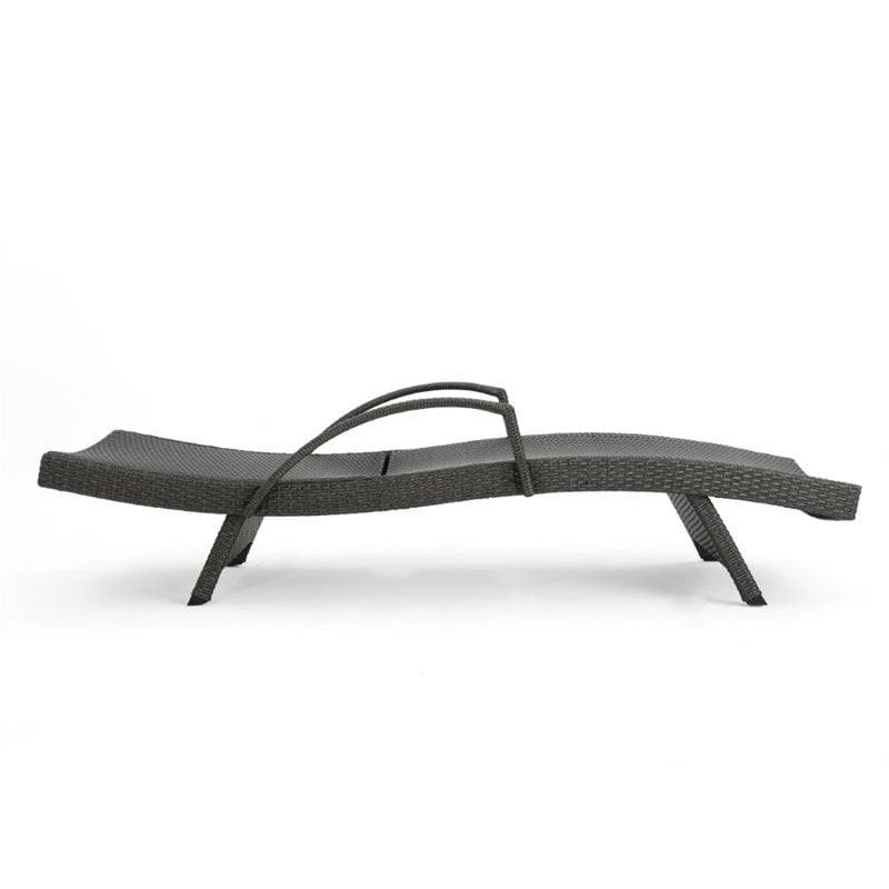 Afuera Living Outdoor Wicker Arm Chaise Lounge in Charcoal (Set of 2)