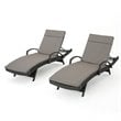 Afuera Living Outdoor Wicker Arm Chaise Lounge in Charcoal (Set of 2)
