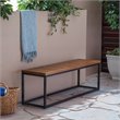 Afuera Living Outdoor Industrial Acacia Wood and Iron Bench Teak and Black