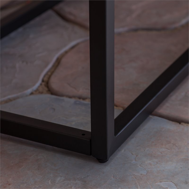Afuera Living Outdoor Industrial Acacia Wood and Iron Bench Teak and Black