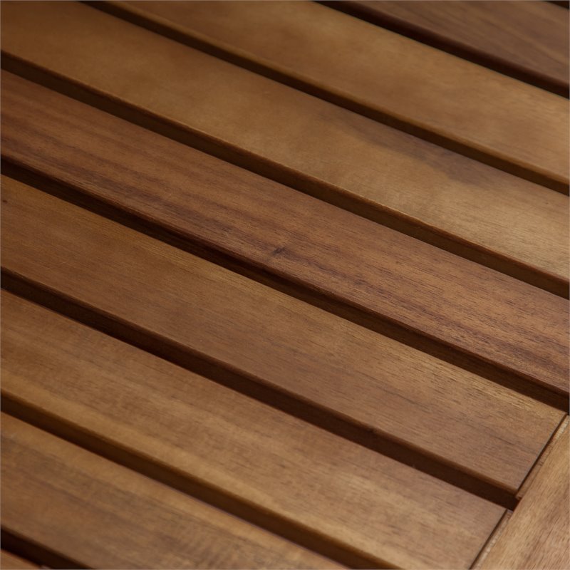 Afuera Living Outdoor Industrial Acacia Wood and Iron Bench Teak and Black
