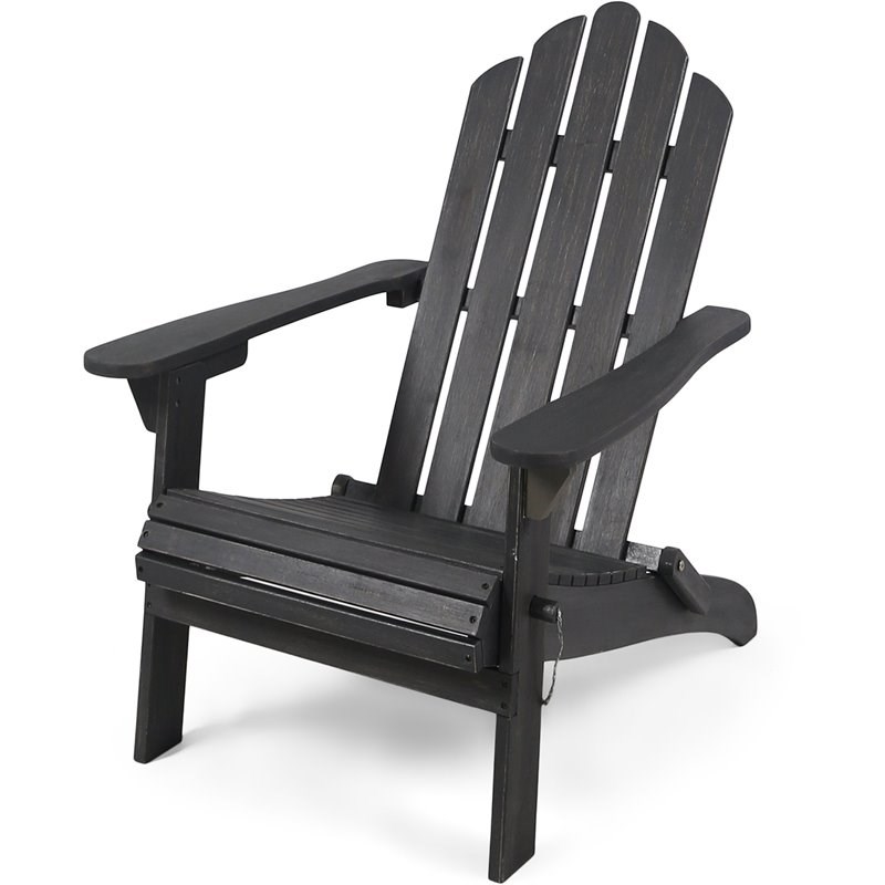 Afuera Living Outdoor Foldable Acacia Wood Adirondack Chair Dark Gray