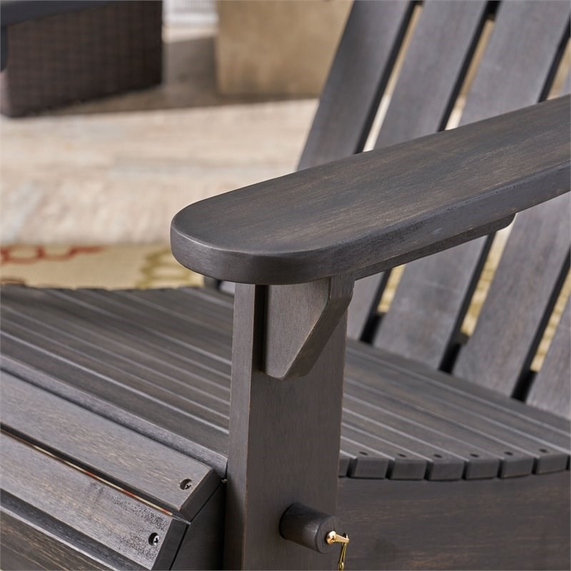 Afuera Living Outdoor Foldable Acacia Wood Adirondack Chair Dark Gray