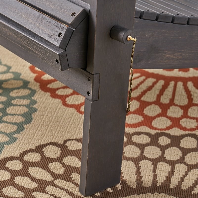 Afuera Living Outdoor Foldable Acacia Wood Adirondack Chair Dark Gray