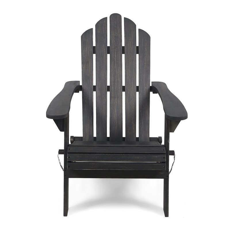 Afuera Living Outdoor Foldable Acacia Wood Adirondack Chair Dark Gray