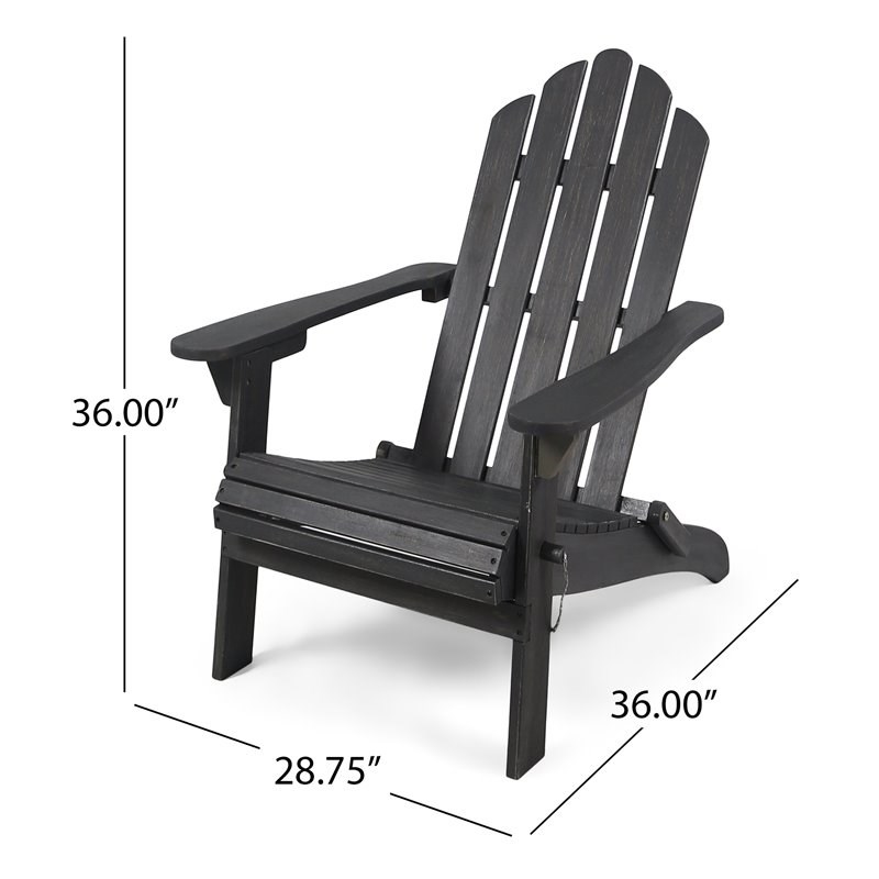 Afuera Living Outdoor Foldable Acacia Wood Adirondack Chair Dark Gray