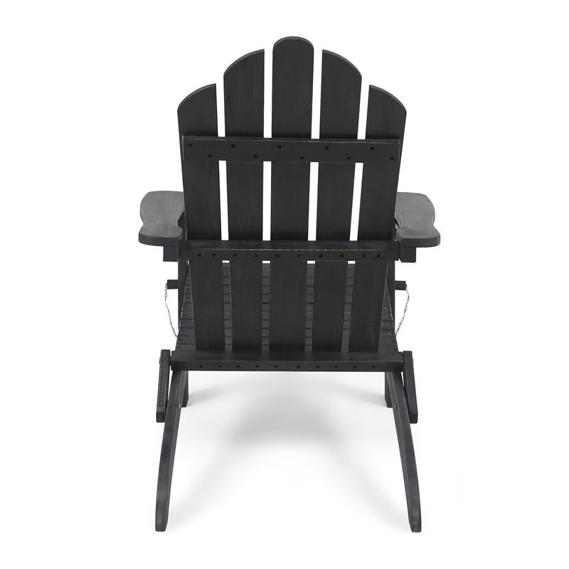 Afuera Living Outdoor Foldable Acacia Wood Adirondack Chair Dark Gray